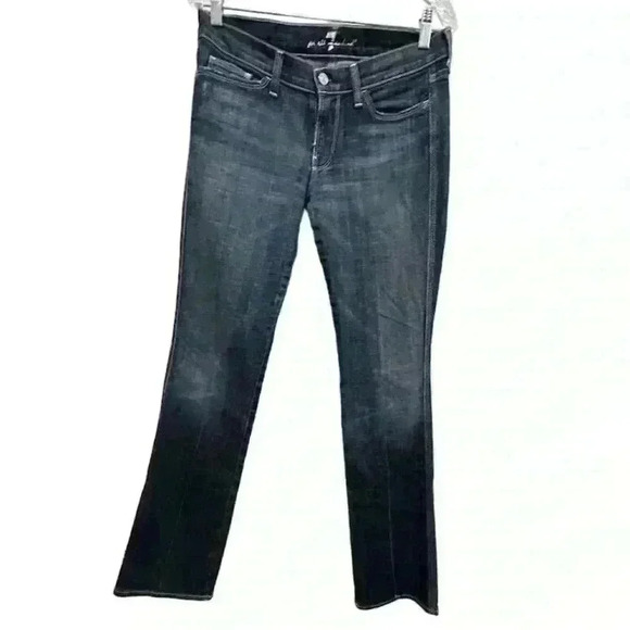 7 For All Mankind Women's Bootcut Jeans Size 28 Dark Blue Stretch Denim - Picture 1 of 16